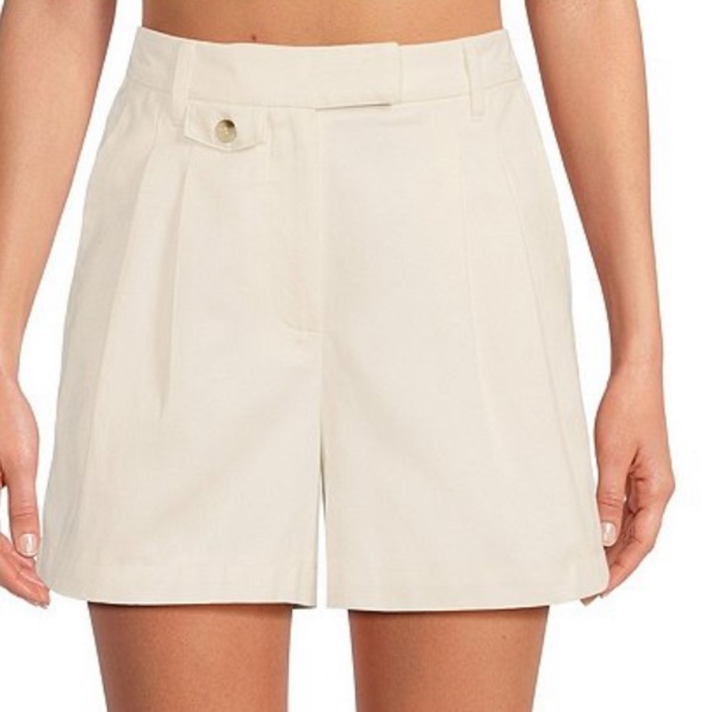 Nwt Le' Al.X Coin Pocket High Rise Pleated Trouser Shorts In Off White